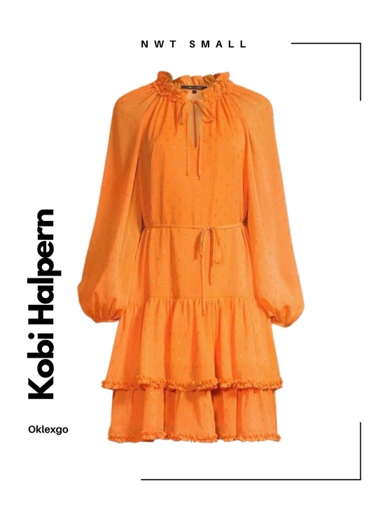 Kobi Halperin Dresses & Skirts - NWT Kobi Halperin Sophia Clip-Dot Blouson Dress Musk Melon Orange S